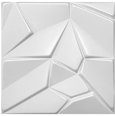 Eurodeco 3D Wandpaneele - 3D Wandverkleidung Paneele - Dekoren Deckenpaneele - Wanddeko Platten - Wandtattoos aus Polystyrol XPS Styropor - 50 x 50 cm, 3 mm Stärke, Merkur Weiß, 8 Stück (2m²)