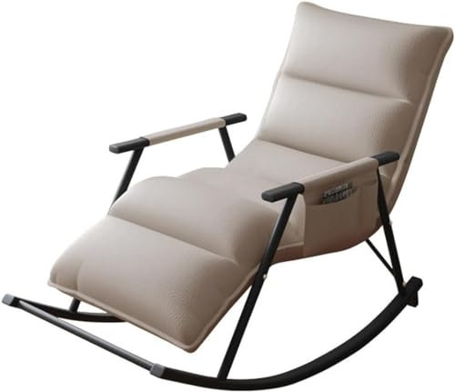 WSMYGS Schaukelstuhl, gepolsterter Schaukelstuhl, Freizeit-Sofa, Schaukelstuhl, Glider Rocker mit hoher Rückenlehne, Leder-Rocker-Liegestühle, Sessel für Wohnzimmer, einzelne Seitentasche