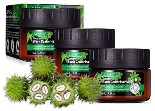 P-Beauty Rizinus - Black Castor Haarmaske 3x60g - intensive Haarkur für trockenes, krauses & gefärbtes Haar, fördert Haarwachstum & Feuchtigkeit - Bio Rizinusöl Vegan - Haarpflege für alle Haartypen