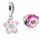 MSPOVOF Kirschblüte & Rosa Stiefmütterchen Blume Charms Sterling Silber 5A Zirkonia Anhänger für Armband Halsketten Schmuck Geschenk für Damen Frauen