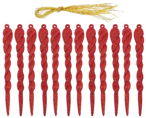 TOPBATHY 12 STK Weihnachtseiszapfen Eiszapfen Weihnachtsanhänger Dekoration Klare Ornamente Weihnachtsfenster Eiszapfen Weihnachtsbaum Hängende Dekoration Dekore Krippenschmuck Plastik Rot