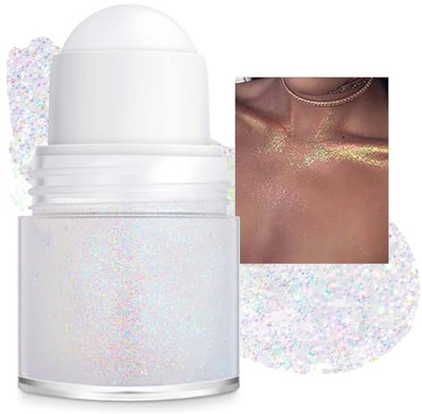 Roll-on Body Glitter Gel, Mermaid Makeup Glitzer Gesicht, Holographic Pailletten Face Paint Hair Glitter Gel, Festival Accessoires Sparkle Body Shimmer, Flüssiger Glitzer für Halloween Party (Weiß)