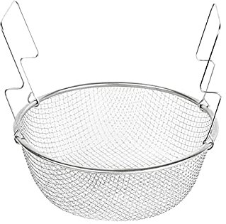 HJUGHPN Colino per patatine fritte da cucina, in acciaio inox, colino rotondo a rete, setaccio da cucina (23 cm)