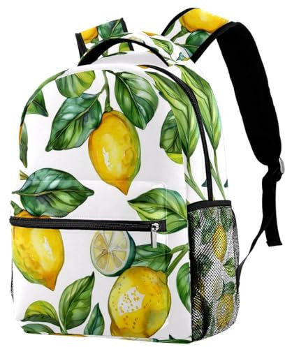 Travel Lightweight Rucksack, Seamless Lemon Tree Branch Elements Casual Teenage Laptop Schoolbag Medium Size
