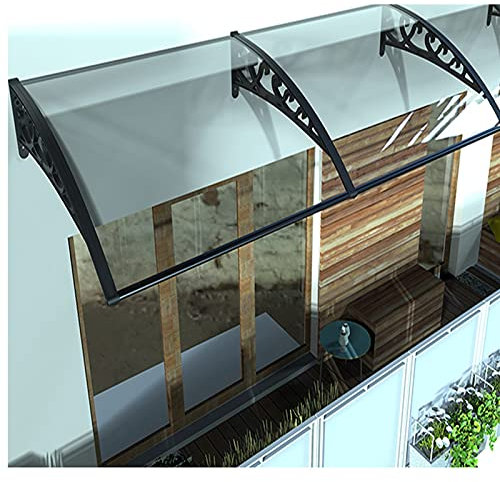dsmsdre Markise für die Vordertür 3 mm UV-beständige Polycarbonatplatte Regen- und Schneeschutz mit Halterungen(100X120CM)