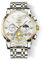 OLEVS Herrenuhr Golden Silber Edelstahl Luxus Chronograph Uhren für Männer Weißes Zifferblatt Römische Ziffern Einfachheit Business Herren Armbanduhr Wasserdicht Analog Quarz Multifunktion Herren Uhr