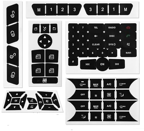 ALaaaaL Auto Klimaanlage Knopf Aufkleber Für Benz W204 C218 63 AMG X204 X156 X166 W166 C117 W176 W246 W212 R172 2007–2016,Knopf Reparatur Aufkleber Selbstklebende Klimaanlage Dash Knopf Aufkleber,B