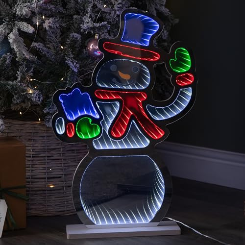 Samuel ALEXANDER 60cm Light up Christmas Snowman Infinity Light with Multi-Coloured LEDs