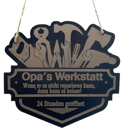 Aoiuenok Opa Geschenk Geburtstag, OPA'S WERKSTATT Schild aus Holz, Opa Geschenk, Opa's Workshop Schild Geschenk, Bester Opa Geschenk Geburtstag