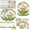 Ensemble de vaisselle de fête au thème safari - Décoration d'anniversaire - Pour 10 invités - Jungle Safari - Avec assiettes, nappes, tasses, serviettes