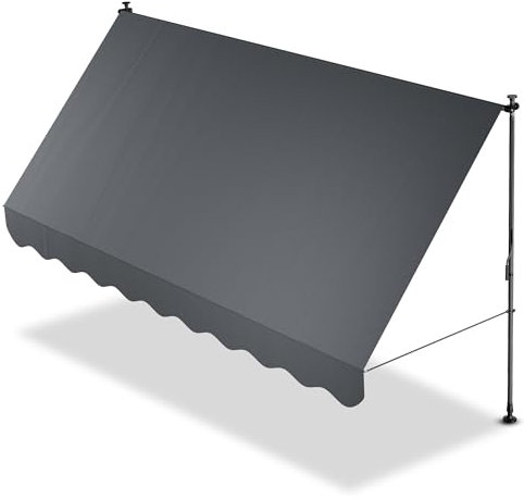 Juskys Klemmmarkise Kapstadt 350x120 cm - Höhenverstellbar & UV-beständig - Balkon & Terrasse - Wetterfest & Sichtschutz - Terrassenüberdachung Grau