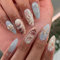 CharmBurst 24 pièces d'ongles pressés en forme d'amande, Style océan d'été, Ongles adhésifs à rayures 3D, Motif coquillage Faux ongles, Ongles étoile de mer Ongles artificiels