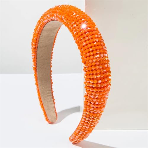 Niiyyjj Serre-tête rembourré avec strass et perles pour femme Orange