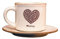 CER-POR Set Tazzine Caffe Con Piattino In Porcellana Turca, Tazzine Da Caffè Particolari Colorate Con Decori Originali, Set Da 2. (Cuore Marrone)