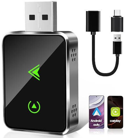 Wireless Adapter 2-in-1 for CarPlay/Android Auto, PURSPIR 2025 Upgraded Conversion from Wired to Wireless with USB/Type-C, Stable Connection and No Delay, Compatible with iPhone/Android