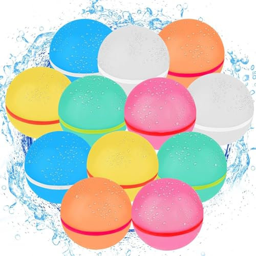 PRECORN Wiederverwendbare Wasserbomben – 6 Stück selbstschließend, schnelles Befüllen in 1 Sekunde, weich & sicher, nachhaltige Wasserballons für Kinder & Erwachsene – Strand & Pool-Party Set