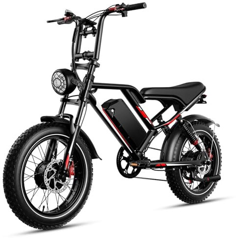 Bicicletta Elettrica,1000 Potenti Doppi Motori,48v 17.5AH Doppia Sospensione Pneumatica 50.8CM,Distanza Guida 80KM,Adatto Adulti Vicino A Terra E Biciclette Elettriche Off-Road,Un Carico Massimo 150Kg