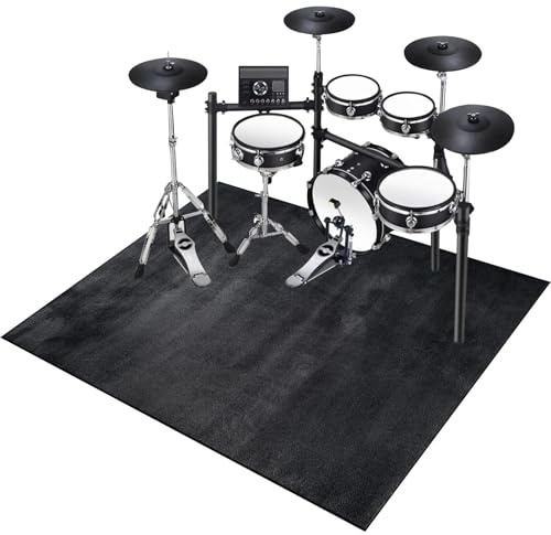 KQIEJUY 160 x 140 cm Schlagzeugteppich Drum Teppich, Elektrisches Schlagzeug Teppich Teppiche, rutschfeste Trommel Teppiche, Professioneller Schallschutzmatte, Antivibrationsmatte Drumteppich
