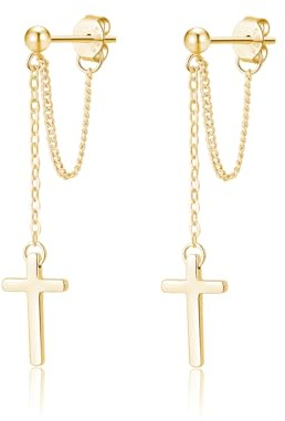 SLUYNZ 925 Sterling Silber Kreuz kette Ohrringe für Damen Mädchen Minimalistische Hängend Ohrringe Ohrhänger