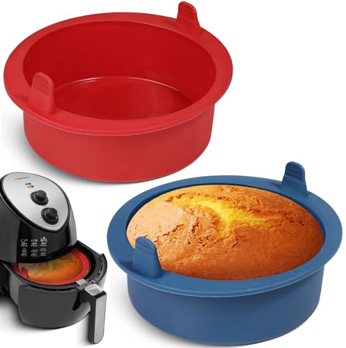 webake Lot de 2 mini moules à gâteau, ronds, en silicone, pour friteuse à air chaud, 16 cm, petit moule à gâteau, moule à air fryer