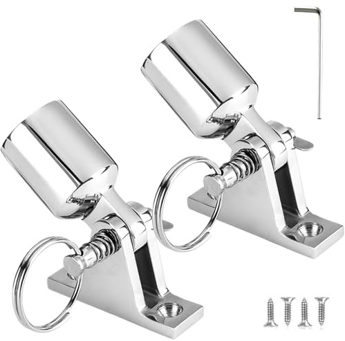 Bimini Top Deck Bisagra – – Kit de fijación con 2 juegos de pinzas y extremos de los ojos | Piezas de toldo marino duraderas, material de montaje en cubierta para kayak, velero, cubierta de