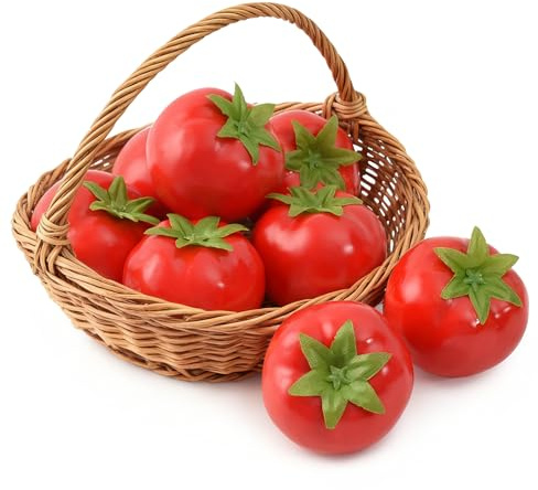 HUIANER 8Pcs Artificial Tomatoes, Simulation Tomatoes Fake Fruit Vegetable for Home Kitchen Party Decor Photography Props