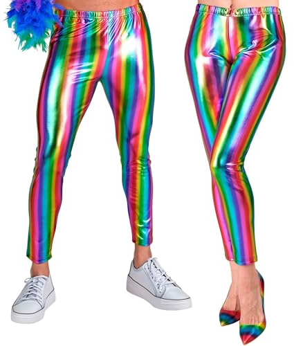 W WIDMANN MILANO Party Fashion - Metallic Leggings Damen, Glanz Hose für Festivals, Karneval, Mottoparty