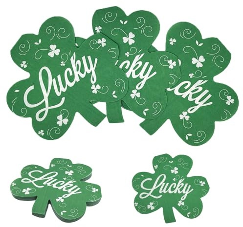 20 Stück Servietten, Servietten Silvester, Papierservietten mit Motiv-Kleeblätter, servietten glück, Silvester Tischdeko, Glück, Neujahr, Liebe, Hochzeit, Party Dekoration