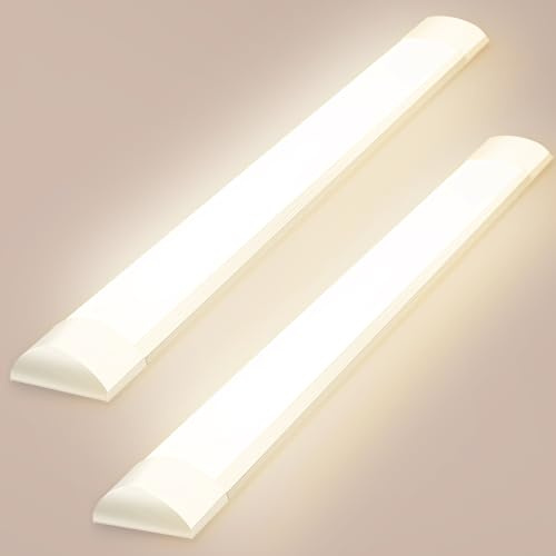 Viugreum 2 Packs 4FT LED Batten Light 40W, 115cm Office Ceiling Tube Lights, 4000K Neutral White, 180 °Beam Angle, Low Profile Ceiling Light Strip for Home, Workshop, Kitchen, Garage, Warehouse