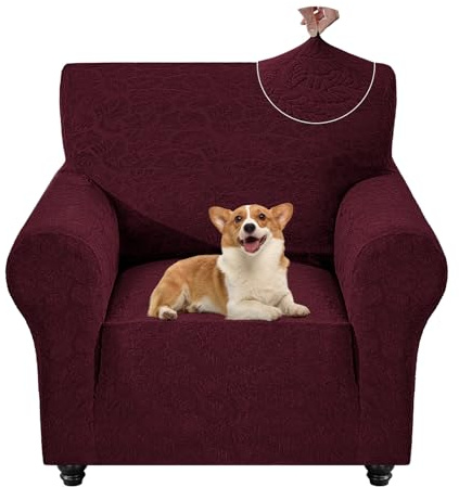 YSTELLAA Sesselbezug 1 Sitzer Mit Armlehne, Sofa Überzug Stretch Rutschfester, Sofabezug Durable Waschbar, Couch Überzug rutschfest, Für Wohnzimmer Protector Für Haustiere, Rot