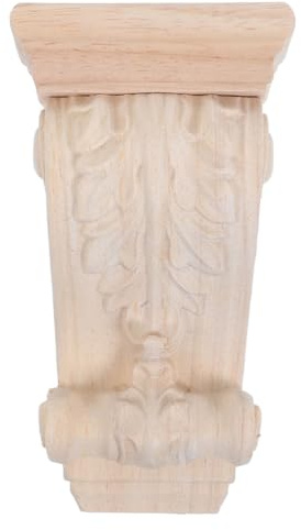 MUELODSIC Geschnitzte Holzkonsole mit Rustikalem Design aus Massivem Holz Europäische in Khaki Farbe Stabile und Vielseitige Verwendung für Regale und Schränke