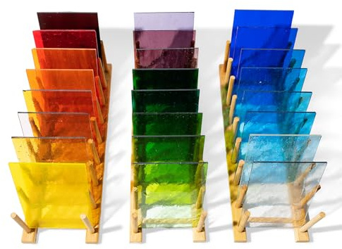 24 Stück Transparentes Buntglas,15,2 x 10,2 cm Kathedralen Glas,Stained Glass Sheets,Buntglas Mosaik für DIY Dekoration,Glasmosaik für Fenster