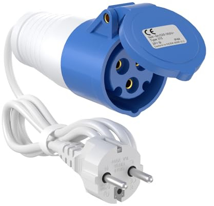 CEE Adapter CEE Kupplung auf Schuko Stecker 16A 250V, 2M IP44 | H07RN-F 3G1,5 Camping Kabel – Spritzwassergeschützt für Camping, Wohnwagen und Outdoor