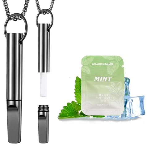 Anxiety Breathing Necklace, Breath Free Necklace with Filters, Breathing Exercises, Meditation, Valentine's Day Birthday Gift for Women Men Stress Relief Calm