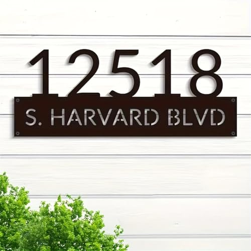 Personalized Custom House Number Sign,Modern Acrylic Address Plaque,Customized Outdoor House Numbers Plate (Black,Length 40cm)