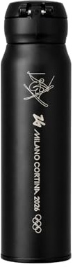 Thermos Ultralight Milano Cortina 2026 Borraccia Acciaio Inox 500ml Nero | ultraleggera, 10h caldo 20h freddo, chiusura di sicurezza, charcoal black matt, ermetica, no BPA, doppia parete
