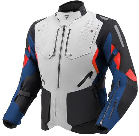 REBELHORN Hiker IV Motorradjacke Herren | Textil | Ellbogen und Schulterprotektoren Stufe 2 | Herausnehmbares In & Out Membran | 2 Belüftungspaneele | 4 Belüftungskanäle