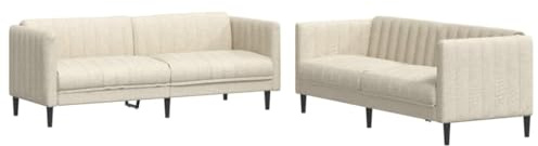 Mhdvray 2-TLG. Sofagarnitur Creme 176/193 cm Stoffbezug Modernes Wohnlandschaft für Wohnzimmer kleine Flur & Jugendzimmer Couch mit hoher Belastbarkeit