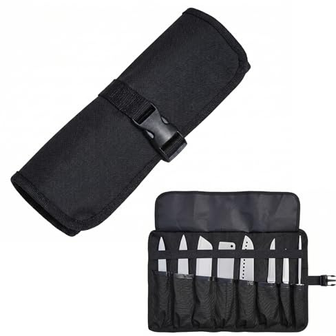 shengxinym Sac à Couteaux de Chef,Toile Cirée Sacoche Couteaux avec 8 Compartiments pour Camping Randonnée Travail,Multifonction Résistant et Durable Facile à Transporter,Tissu Oxford