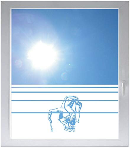 INDIGOS UG Sichtschutzfolie Glasdekorfolie Fensterfolie mit Motiv satiniert Blickdicht - w925 böse Clown - Totenkopf Totenschädel - Skull - 1000 mm Länge - 500 mm Höhe Streifen
