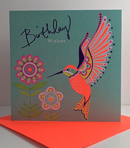 Rachel Ellen Female Hummingbird Flowers Birthday Wishes Card