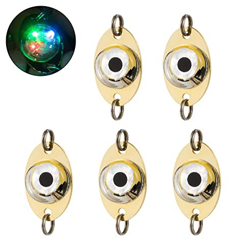 Dr.Fish 5 Pack Fishing Deep Drop Lights LED Fishing Lure Fishing Light Attractant Spoon Flasher Underwater Trolling Salmon Halibut Bass