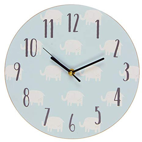 Petit Cheri Elephant Design MDF Bedroom 17cm Clock - New Baby Boy