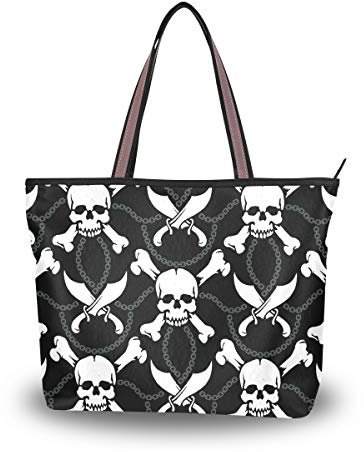 Große Schultertasche mit Totenkopf-Muster, Handtasche, Strandtasche für Damen und Mädchen, Mehrfarbig - multi - Größe: Medium