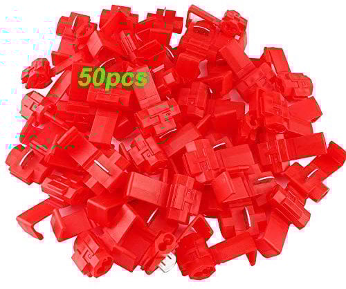 QitinDasen 50Pcs Rapida Giunzione Cavi Connettori, Terminali Crimpare Isolati, Capicorda Elettrici Connettori Rapidi, Connettore Derivazione, Rubacorrente (Rosso)