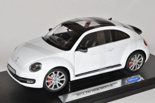 Welly Volkwagen Beetle New Coupe Ab 2011 Weiss 1/18 Modell Auto mit individiuellem Wunschkennzeichen