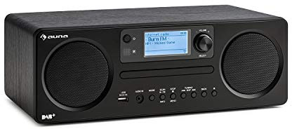 AUNA Worldwide CD - Radio Internet Bluetooth, Radio Dab Casa, Lettore CD e sintonizzatore DAB/DAB +, Radiosveglia, USB, Spotify, AUX, Nero