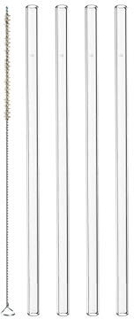 LEONARDO HOME 020855 Glas Strohhalme Ciao, 4-er Set, Länge 20 cm, wiederverwendbar, inkl. Bürste zur Reinigung transparent