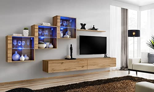 ASM Wand-Set Switch XX 3 Vitrinen 2 TV-Bänke 1 Regal Holz