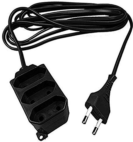 Verlängerungskabel Verlängerung 3-Fach Strom-Kabel Euro-Stecker Schwarz 3 Meter